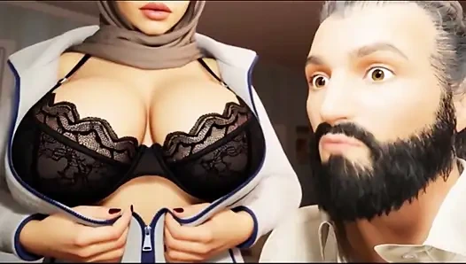 Sexy Hijab Muslim Girl with Big Boobs Anal Fucked Hard
