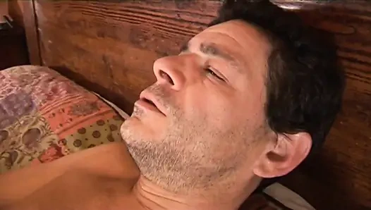 Naughty and naked woman banged by a younger boy in a chalet