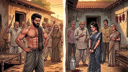 Raju and Seema started making a hut in the jungle and started having sex.