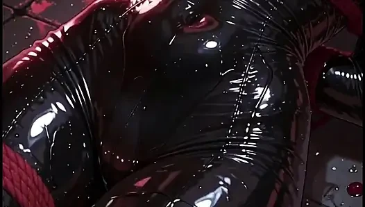 Bondage Anime Girl 2 Latex Rope Gagball
