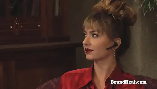 Submissive Lesbian Slave With Collar Around Her Neck Masturbating Using Dildo