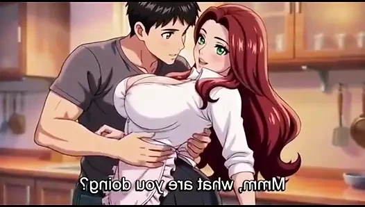Stepmom teach stepson a special recipy in sexy style in kitchen