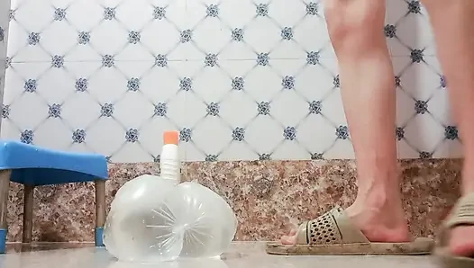 Steamy Shower Stroke Session with Toy  Slow to Hard Finish