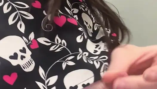 Naughty Nurse Squirts in Public Washroom