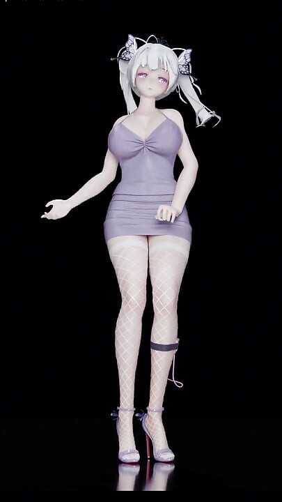 Exid - 핫한 핑크 화이트 그물 망사 스타킹; 엉덩이 플러그; 쌍둥이 포니테일