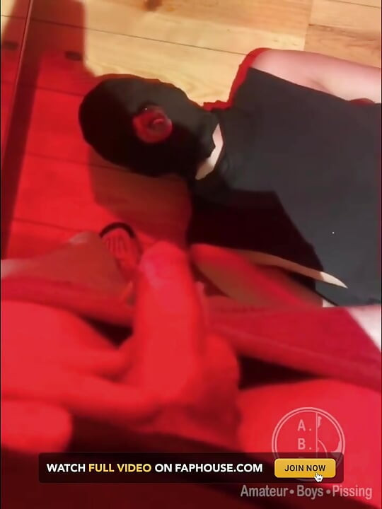 Amateur Boy Pissing in a Glass Held in His Friend's Mouth