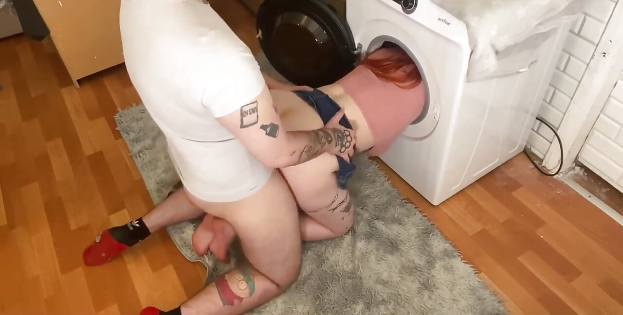 Stepmom Stuck in Washing Machine and Stepson Inserts Huge Cock Into Her Pussy: S1e12