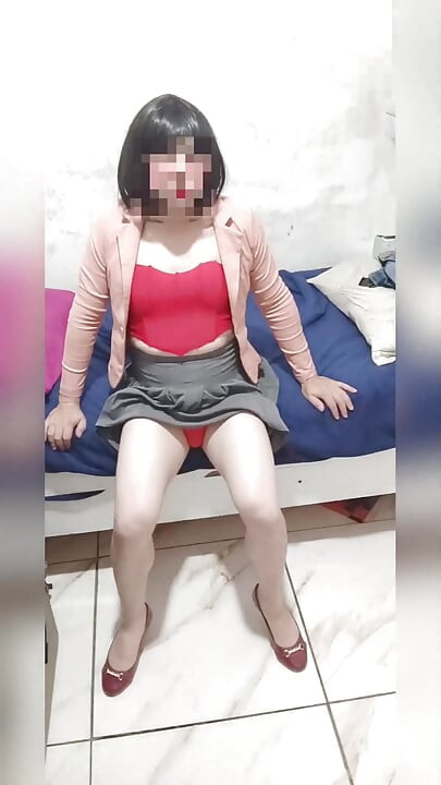 Wearing Korean skirt