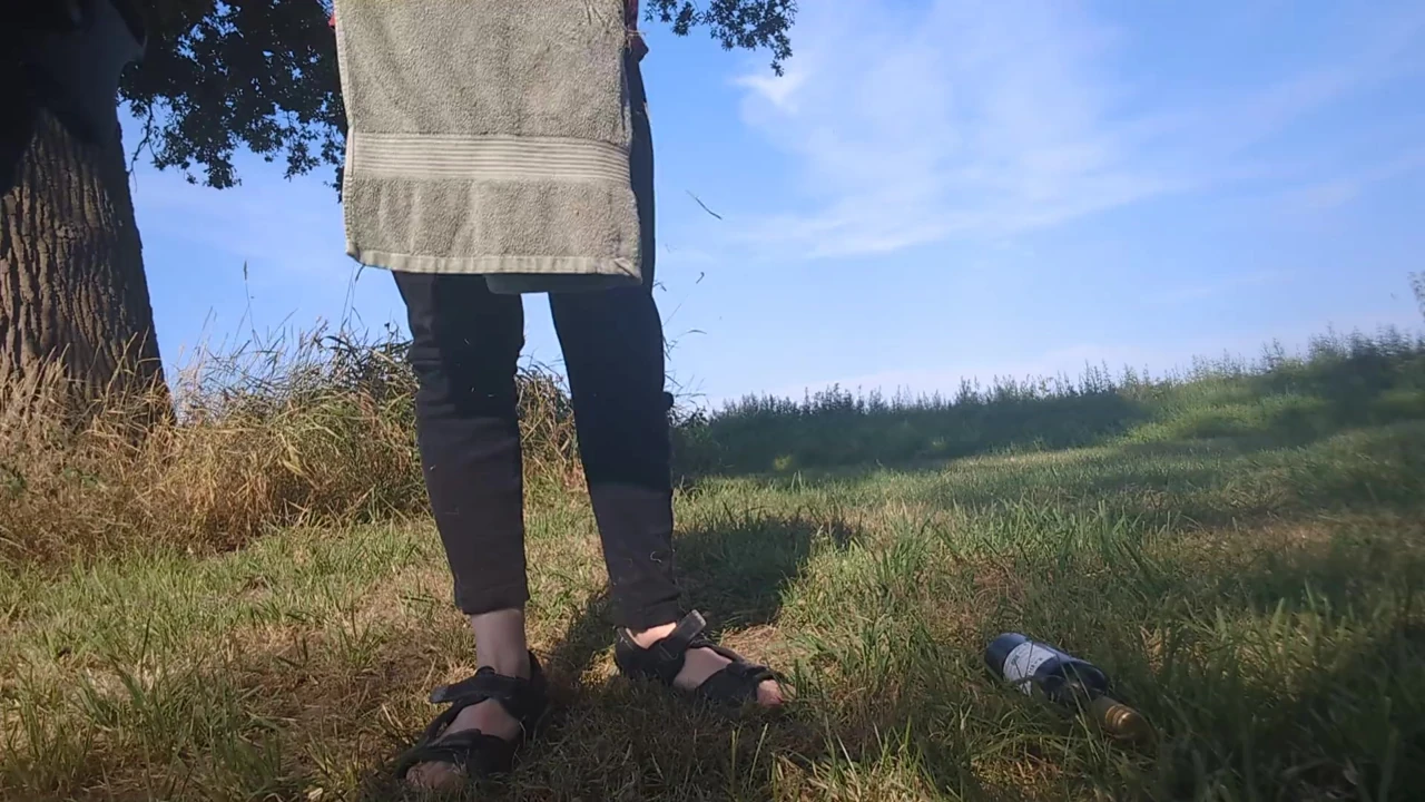 Ass fucking right at a crossroads with wine bottle,Greekstylerman
