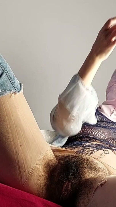 Hairy latina pussy tries on clothes in bed. Hairy brunette pussy, big tits | Clip 1