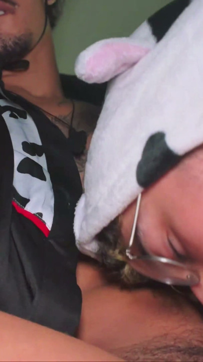 The costume she wears to ask for milk and suck cock | Clip 1