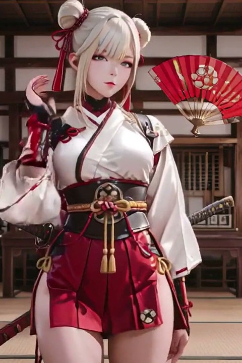 Red & White Kimono Warrior!