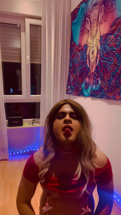 Sissy Femme Sandy Solo play. Nipple play, Ass to mouth and self degradation | Clip 1