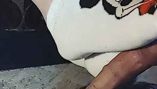Disney Sockjob - Minnie Mouse Sock Footjob - Yellow Ankle Sock Handjob - Cum