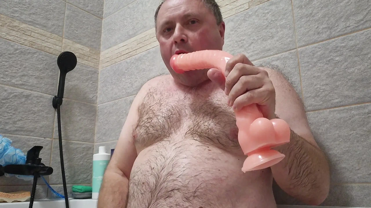 Long dildo up my fat ass