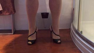 Stockings high heels orgasam with spunk