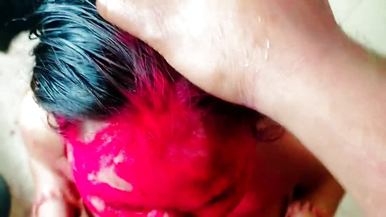 Holi Special Stepdad Fucks His Horny Stepdaughter Covered in Red Gulal in the Bathroom