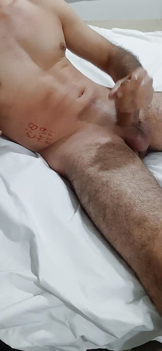 Sexy man alone at home masterbating with his big dick and Cumming