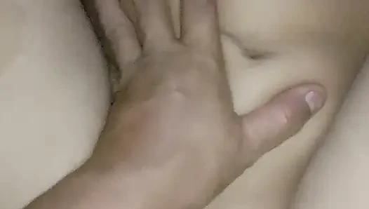 Sitting next to her husband while she was in the shower.