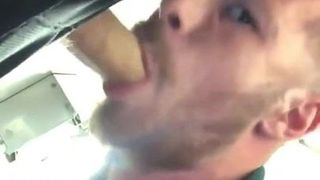 Hot man suck at understall