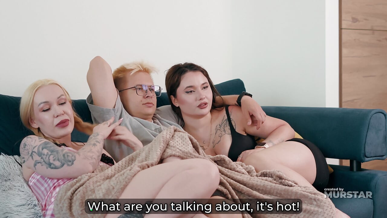 Step Sis Gives Her Step Brother a Secret Blowjob Under the Blanket While His Girlfriend Watches the Movie