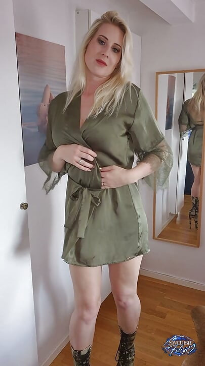 Swedish Felisie - Busty Blonde Vixen Military Solo