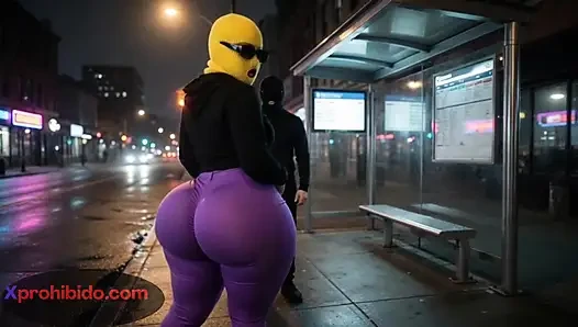 Curvy Big Ass Girlfriend Twerking at the Bus Stop