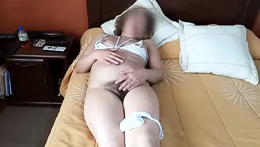 Stepmother needs cock and masturbates, very excited, begs to be fucked.