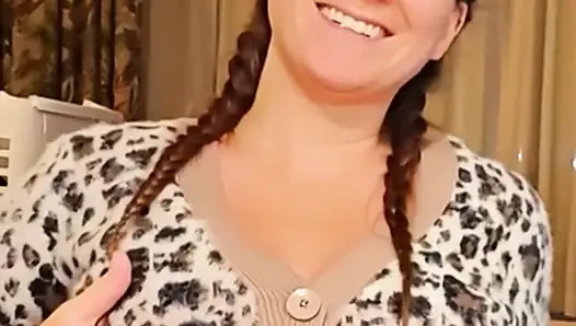 My 36f owner demanded I play with my boobs at home and in public in fetish sweaters. I gladly obeyed her massaging my big tits