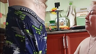 I jerk off and suck my son-in-law's cock and get a portion of cum on my face