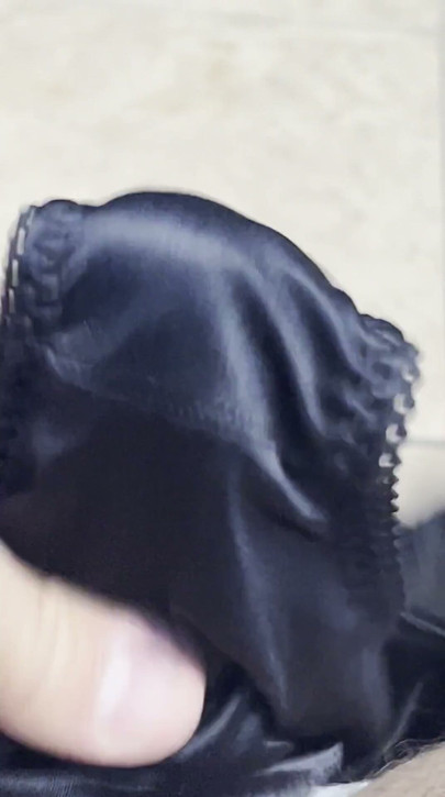 Jerking off in my mother in laws pissy black pantys | Clip 2