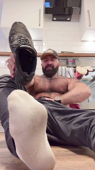 Gay Muscle Bear JOI - Feet Worship, Jockstrap Sniffing & Fleshlight Fuck with Huge Balls