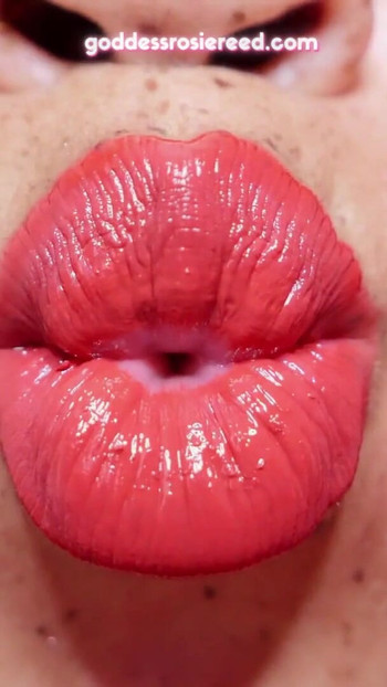 Stunning moment from "GODDESS ROSIE REED - LIPSTICK MOUTH FETISH WORSHIP - EBONY LIPS"
