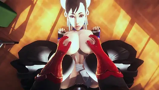 МЯСИСТАЯ CHUN-LI ТРАХАЕТСЯ С БОЛЬШИМ ЧЕРНЫМ ЧЛЕНОМ