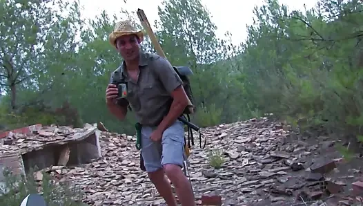 Two hot girls caught in the countryside licking pussy and fucked