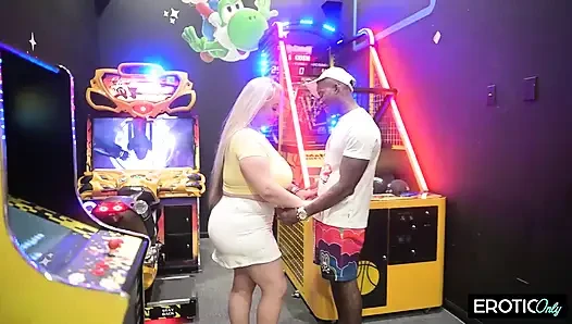 BBC Stretches Blonde Slut Wide in Arcade Pounding