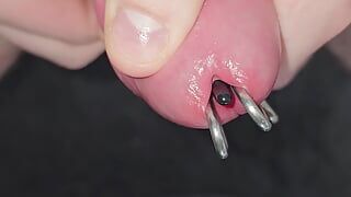 I try out my new penis stretchers, while I push other plugs completely in.