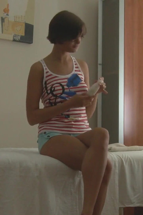 Beautiful brunette teen enjoys a good massage and fuck