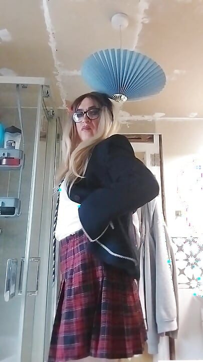Horny Sissy in Uniform Loves Her Precum