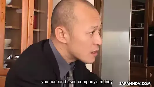 Asian babe has to fuck to save her money grabbing hubby