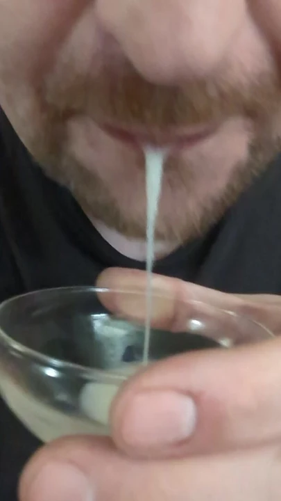 Play with cum in glass and swallow all !
