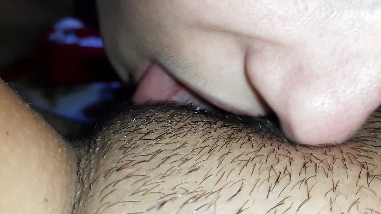 I lick my girlfriend's pussy, jerk off my very hairy pussy, and cum at the same time as her