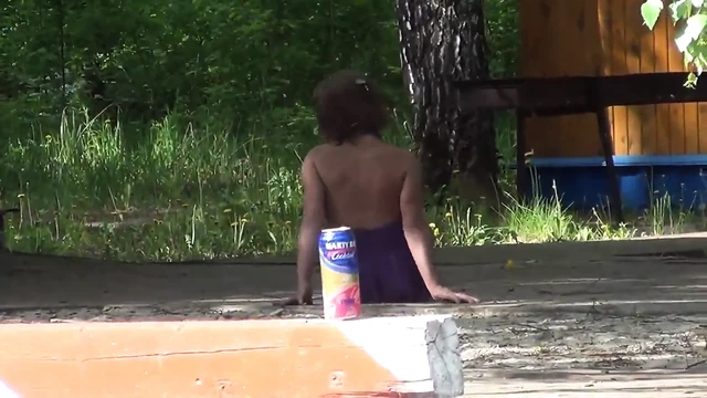Drnk Russian girl funny flashing outdoor