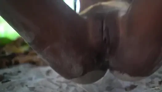 Teen With Big Nautural Tits plays Outside