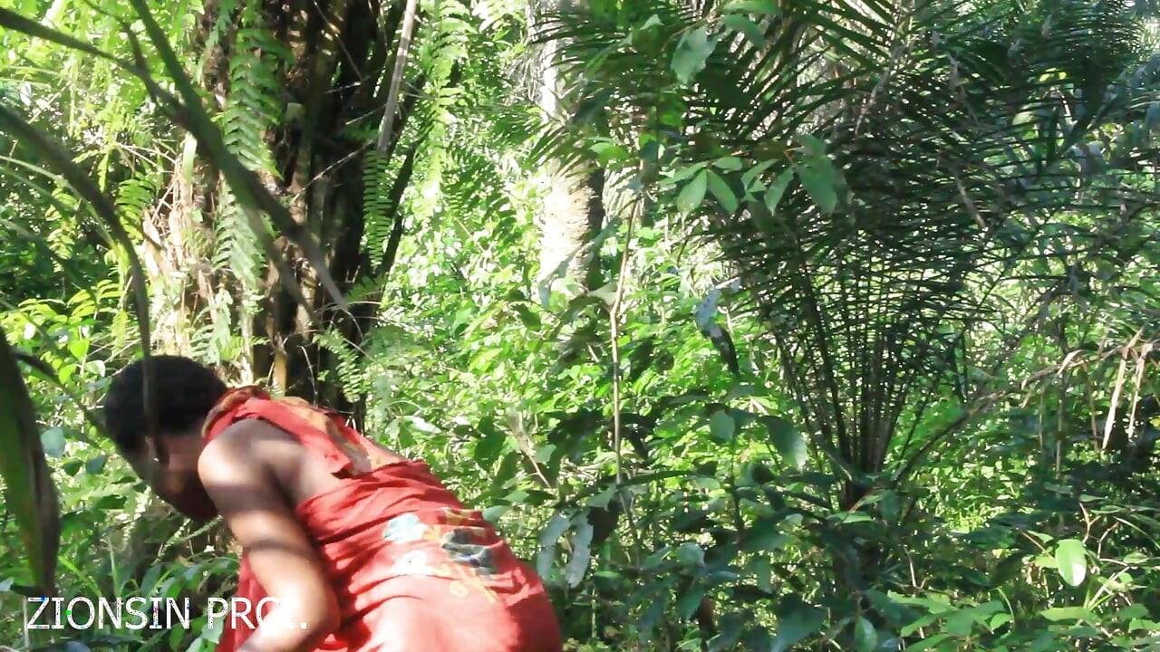 African girl in search of firewood in the bush got fuck by a bush man