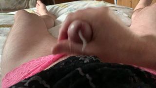 Caught wanking and cumming in wife's panties