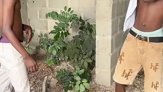 Two Twinks Besties Caught Fucking Outside by Two Black Street Thugs