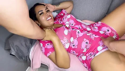 POV I Can't Resist Seeing My Roomate's Huge Tits in Pajamas and I Fuck Her