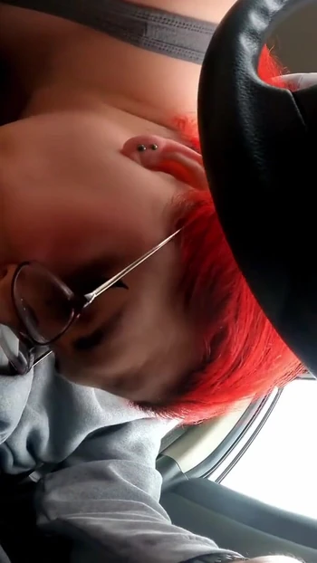 Stunning moment from "Shemale gives road head and swallows cum before inserting Lovense remote anal toy"