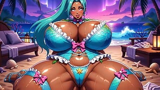 Neon Beach at Dusk - Siren Swimsuit Nude Pussy Show